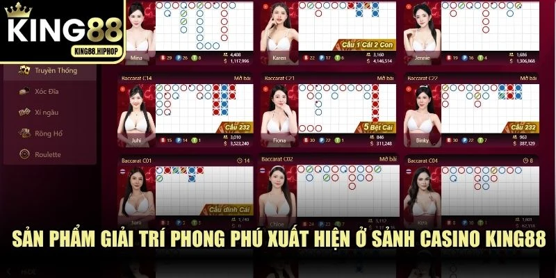 Sản phẩm giải trí phong phú xuất hiện ở sảnh casino KING88