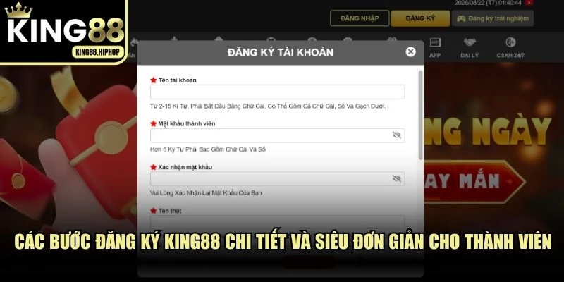 Các bước đăng ký KING88 chi tiết và siêu đơn giản cho thành viên